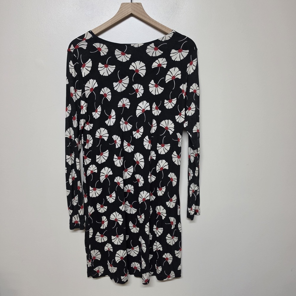 GUDRUN SJODEN Black Floral Relaxed Long Sleeve Blouson Midi Dress Size M - Picture 4 of 8